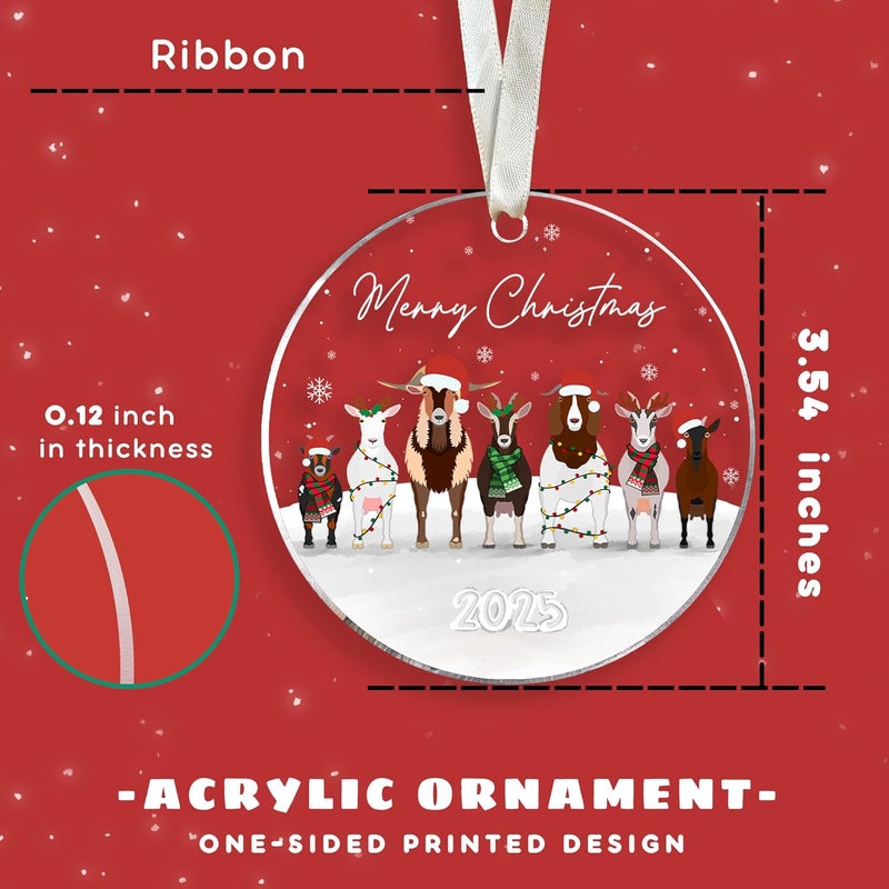 TEEBIM Goat Ornament - Goat Christmas Ornaments - Farm Goats Ornaments for Tree - Farm Animals Goats Gifts for Women, Men, Lovers - Acrylic Christmas Ornament 2025 - Image 2